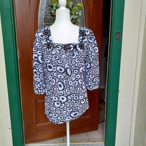 Style and Co. Pullover Black/White Abstract Top Size 12